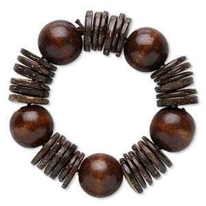    Coconut Wood Bead Bracelet Tropical Jewelry 