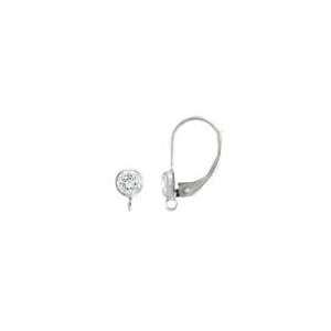 Sterling Silver Leverback Earring Findings with White 