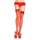   Sheer Lurex Thigh High Stockings with Red Glitter Bows (One Size