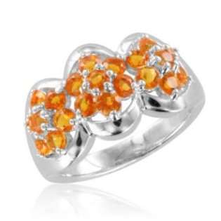 My Love Wedding Ring Natural Fire Opal Flower Ring in Sterling Silver 