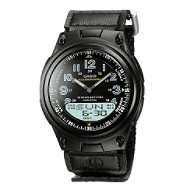 Casio Mens Calendar Day/Date Watch with Round Black Dial and Black 