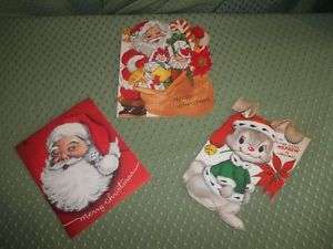 Lot of 3 Vintage Christmas Cards Used  
