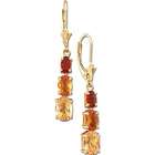 Forest Citrine Three Stone Drop Earrings   14K Yellow Gold