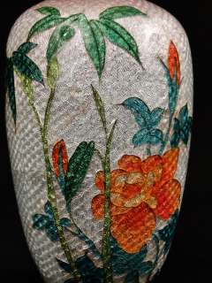 Antique 19th C. Japanese Ginbari Floral Cloisonne Foil Vase Beautiful 