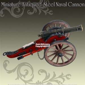  12 Downsized Miniature Antiqued Steel Naval Cannon 