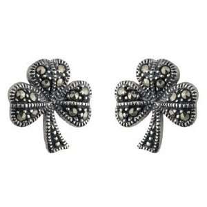   and Marcasite Small Shamrock Stud Earrings   Made in Ireland: Jewelry