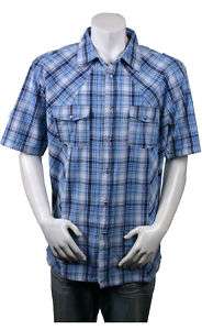 Jordan Craig Mens Designer Button Shirt Checkered Blue  