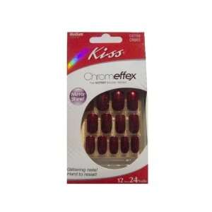   Kiss Chromeffex Nail Kit Medium Mirror Shine 24 Nails # 02755 Beauty