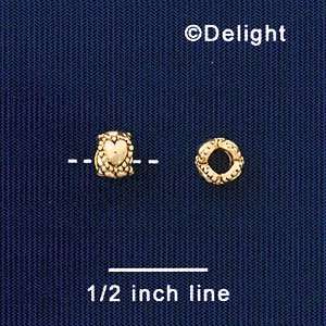   6mm Mini Hearts Band   2.5mm Hole   Gold Plated Bead