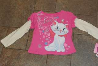 NWT Aristocats Marie Pink Sparkly LS T Shirt Top 2T 4T  