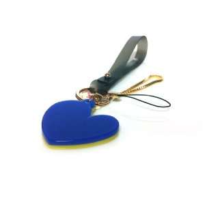  Initial Heart Pattern Yellow Blue Color Key Chain Holder 
