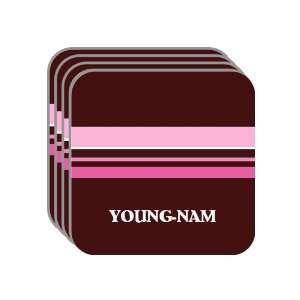 Personal Name Gift   YOUNG NAM Set of 4 Mini Mousepad Coasters (pink 