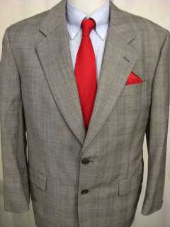 Mens Louis Roth 2 button grey business plaid suit jacket 40S (5 11 