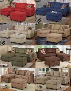 New 3 Pcs Microfiber Sectional Sofa in 8 Colors  