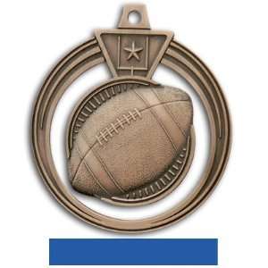   Awards 2.5 Eclipse Custom Football Medals BRONZE MEDAL/BLUE RIBBON 2.5
