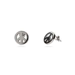   Petite Sterling Silver Peace Sign Earrings: Eves Addiction: Jewelry