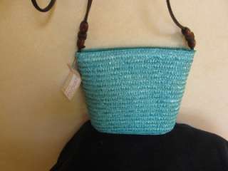 Milan Straw Turquoise Blue Crossbody Shoulder Handbag/Purse  
