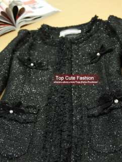 Elegant Vintage Tweed Jacket Blazer Size S M L XL BLACK  