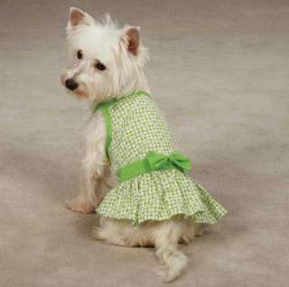 Miss Daisy Dog Dress pet dresses w/ bow pink green cotton  
