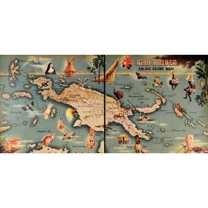  1945 Print New Guinea Map Coral Sea Louisiade Archipelago 