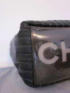 Chanel Black Grey Mademoiselle Lambskin Leather Vertical Ribbed Tote 