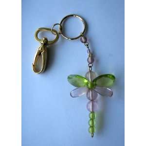 Handcrafted Beaded Dragonfly Keychains with Clip   Willow Green (India 