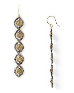 Miguel Ases Pyrite Beaded Gold Filled Linear Earrings   Earrings 