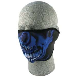   Neoprene Blue Chrome Half Skull Face Mask: Sports & Outdoors