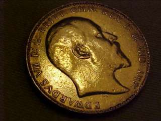 BRITISH KING EDWARD 7th FULL GOLD SOVEREIGN 1909   IN BRIGHT V.GOOD 