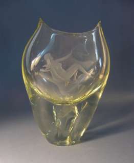 JOSEF DRAHONOVKSY ART GLASS VASE PRAGUE c. 1930  