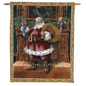  Santa By Fireplace Christmas Eve Holiday Wall Hanging 