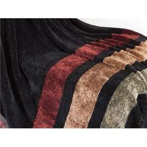   Black Stripe Chenille Throw Made in Layfatte Indiana 