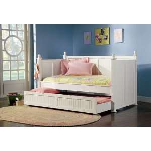Hannah Semi White Gloss Day bed w/ Trundle Furniture  