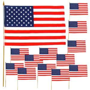 NEW One dozen American Flags   12 inch by 18 inch   80 