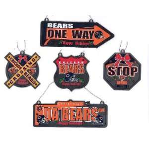  NFL Chicago Bears Metal Sign Ornaments  5 Pack: Sports 