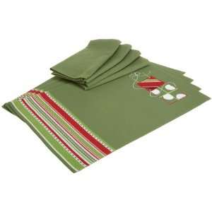  DII Presents Applique Table Linen, Tree Green, Set of 8 