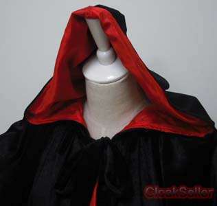 Black Cape Hooded Cloak Wizard Robes Costumes witchery  