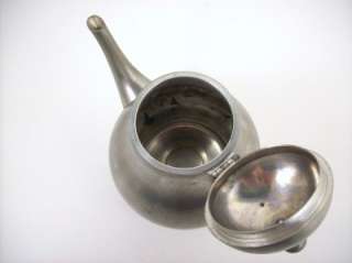 Vintage Royal Holland Pewter Tea Pot Set Creamer Sugar Caned Handle 