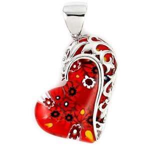   Murano Glass Large Heart Pendant (Nickel Free): SeaofDiamonds: Jewelry