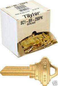 ILCO TAYLOR SCHLAGE SC1 250 BULK BOX BRASS KEY BLANKS  