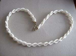 VINTAGE BEADED NECKLACE   WHITE SHELL BEADS   26 LONG  