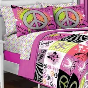  Unique Peace Signs Twin Comforter Pillow Sham Set: Home 