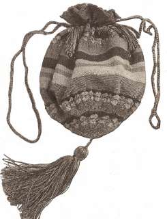 Vintage Antique Crochet Draw String Opera Bag PATTERN  
