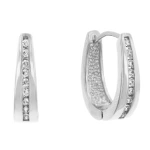  Silvertone Crystal Hoop CLIP ON Earrings Fashion Jewelry Jewelry
