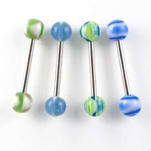   Barbells: 4 Blue/Green Designs 1 Retainer in Hinged Gift Box: Jewelry