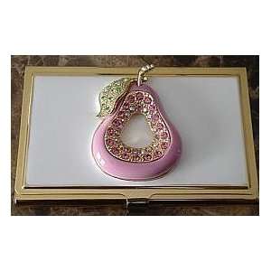Business Card Case Juicy Fruit  Pink Pear. Jeweled   