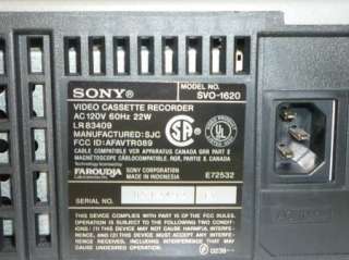 Sony Model SVO 1620 Video Cassette Recorder VHS HiFi  