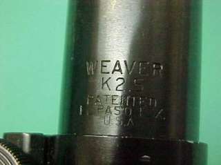 Vintage Weaver K 2.5 Power Rifle Scope El Paso Mounts Post Reticile 
