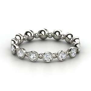 Seed & Pod Eternity Band, Sterling Silver Ring with Diamond & White 