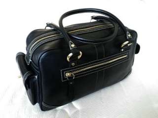 NEW Coach Black Calf Large Leather Pocket Tote Bag Shopper Purse 